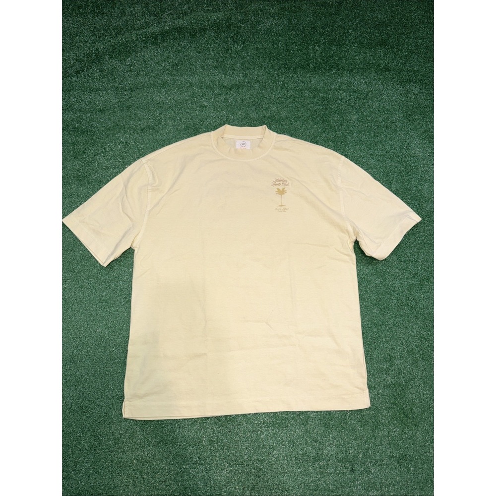 River Island Boxy Fit Yellow Graphic T-Shirt Men's Size Small Short Sleeve Tee